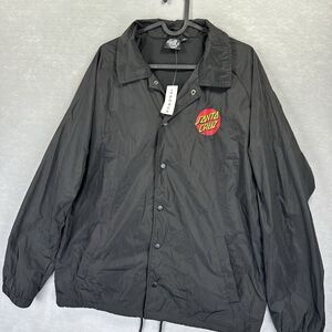 NWT Santa Cruz Skateboards Windbreaker Coat Button Jacket Men’s Size L Lined New